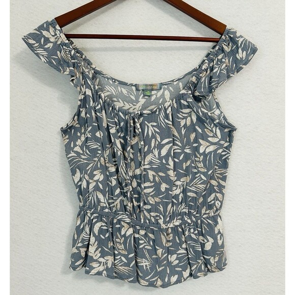 Good Luck Gem Top Women M Multicolored Peplum Cut Out Boho Beach Vacay Tropical - Picture 12 of 13